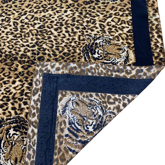 Leopard & Tiger Print Cotton Square Neck Scarf Head Wrap Fashion Accessory - Picture 3 of 4